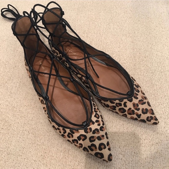 ZARA leopard lace up flats (size US 6.5) - Picture 2 of 3
